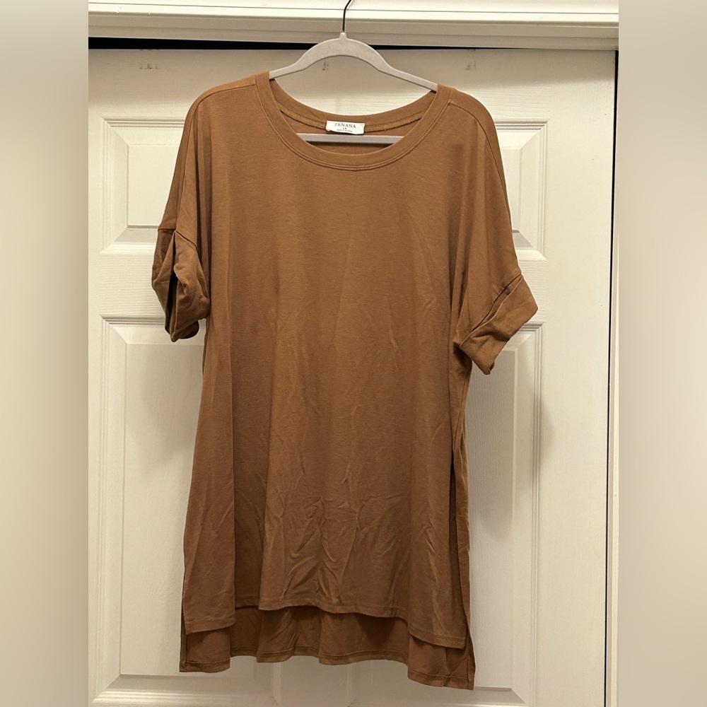 Zenana Outfitters Brown Short Sleeve Top